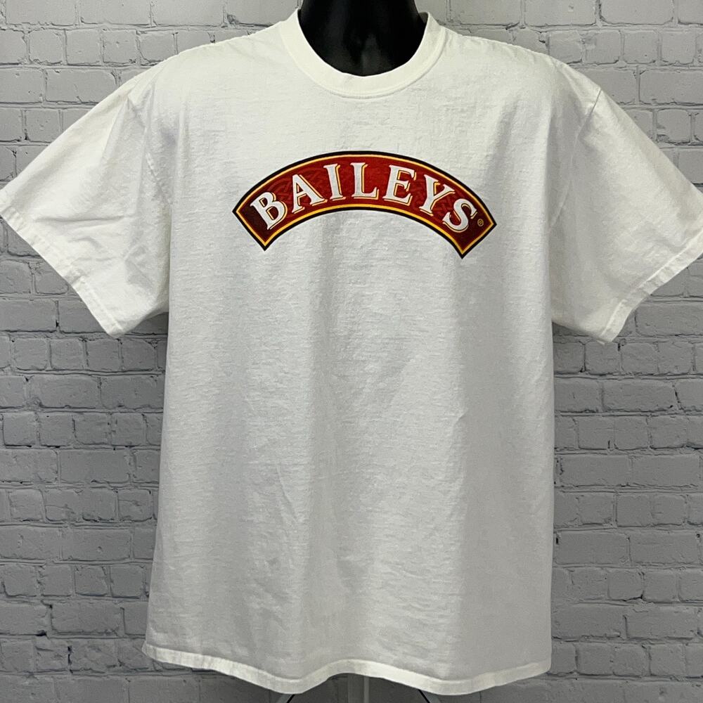 Baileys Irish Cream Logo T Shirt XL X-Large Unisex White Alcohol Promo Cotton